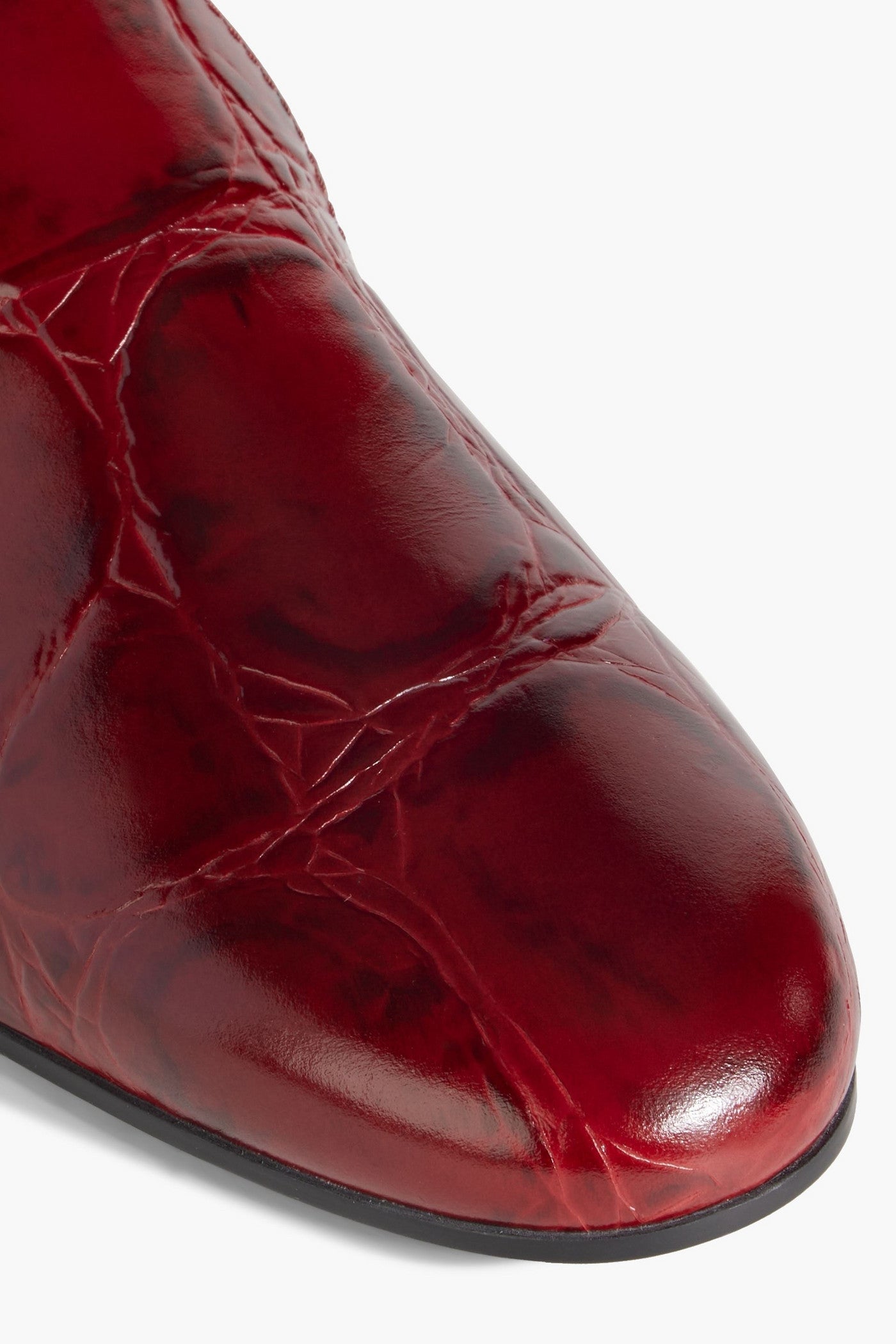 Tod's Croc-Effect Leather Loafers Claret Women's
