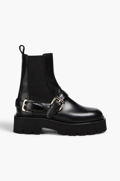 Sandro Glossed-Leather Chelsea Boots Black Women's
