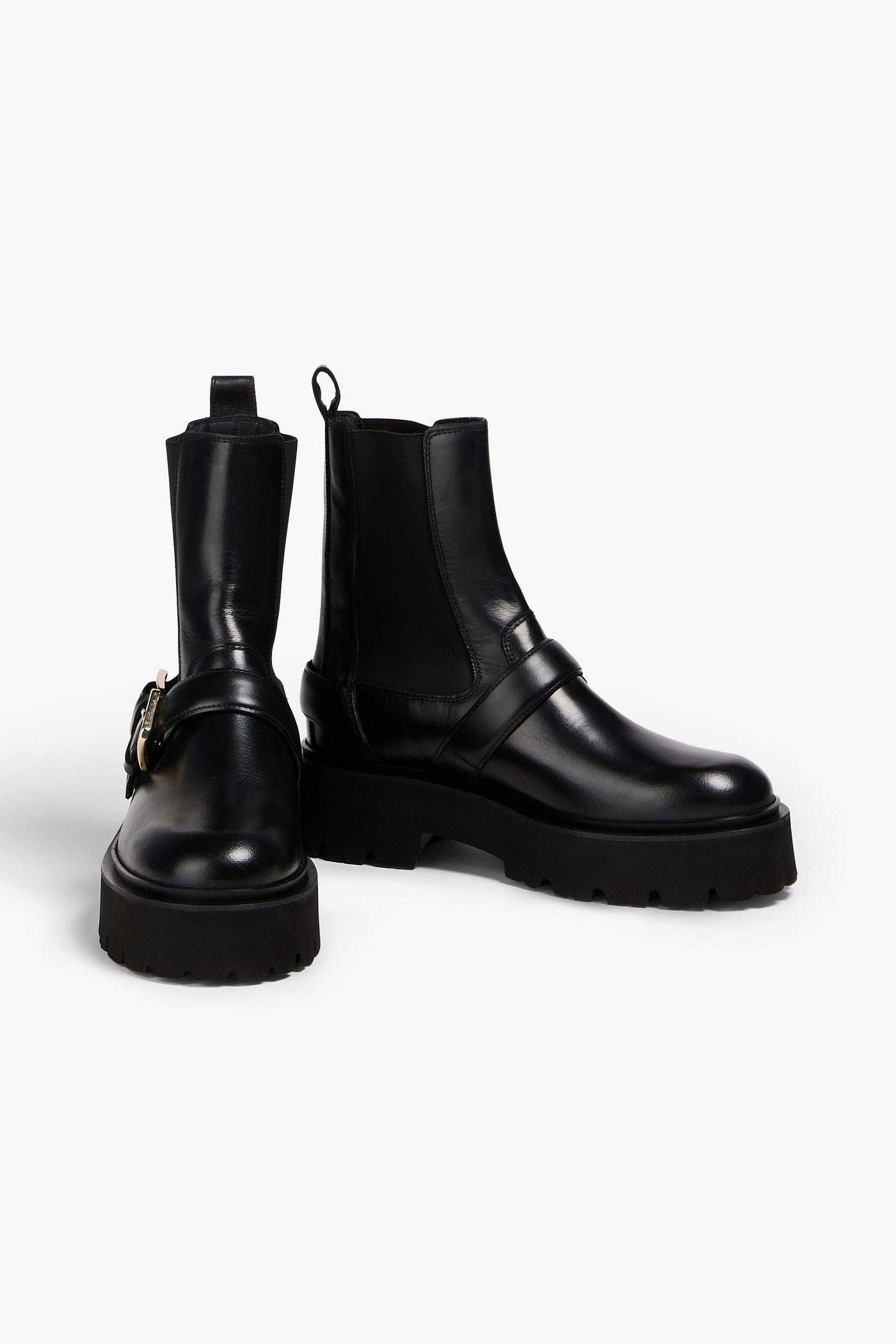 Sandro Glossed-Leather Chelsea Boots Black Women's