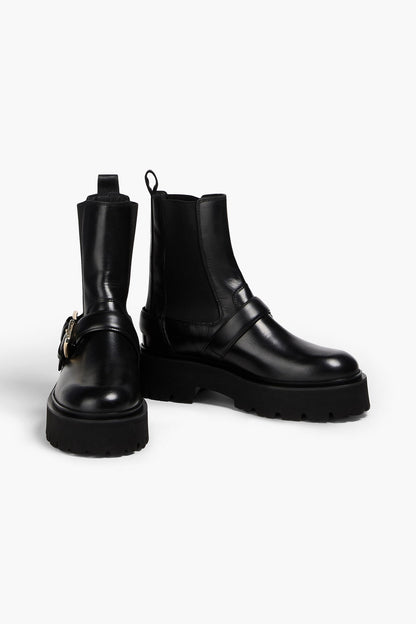 Sandro Glossed-Leather Chelsea Boots Black Women's