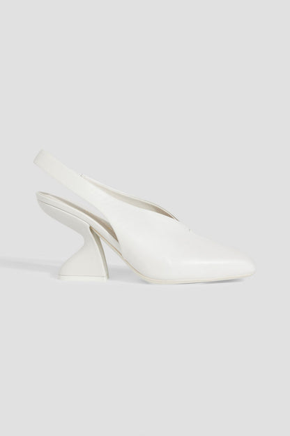 Ferragamo Sloane 85 Leather Slingback Pumps White Women's
