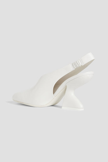 Ferragamo Sloane 85 Leather Slingback Pumps White Women's