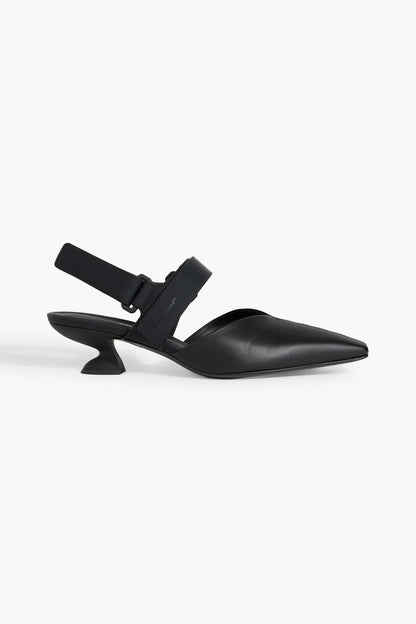 Ferragamo Sagar 40 Leather Slingback Pumps Black Women's