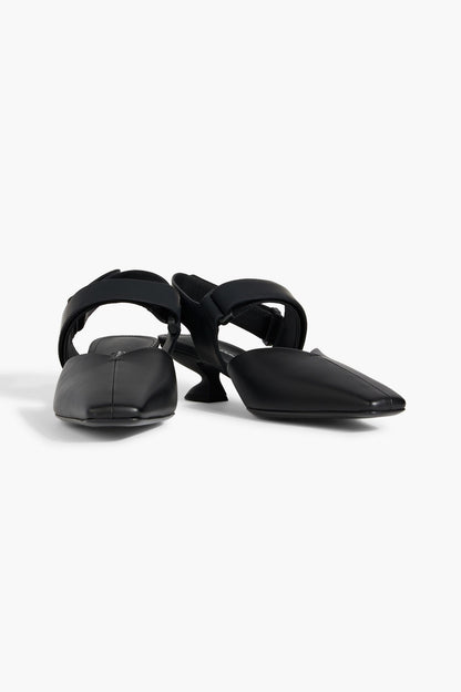 Ferragamo Sagar 40 Leather Slingback Pumps Black Women's