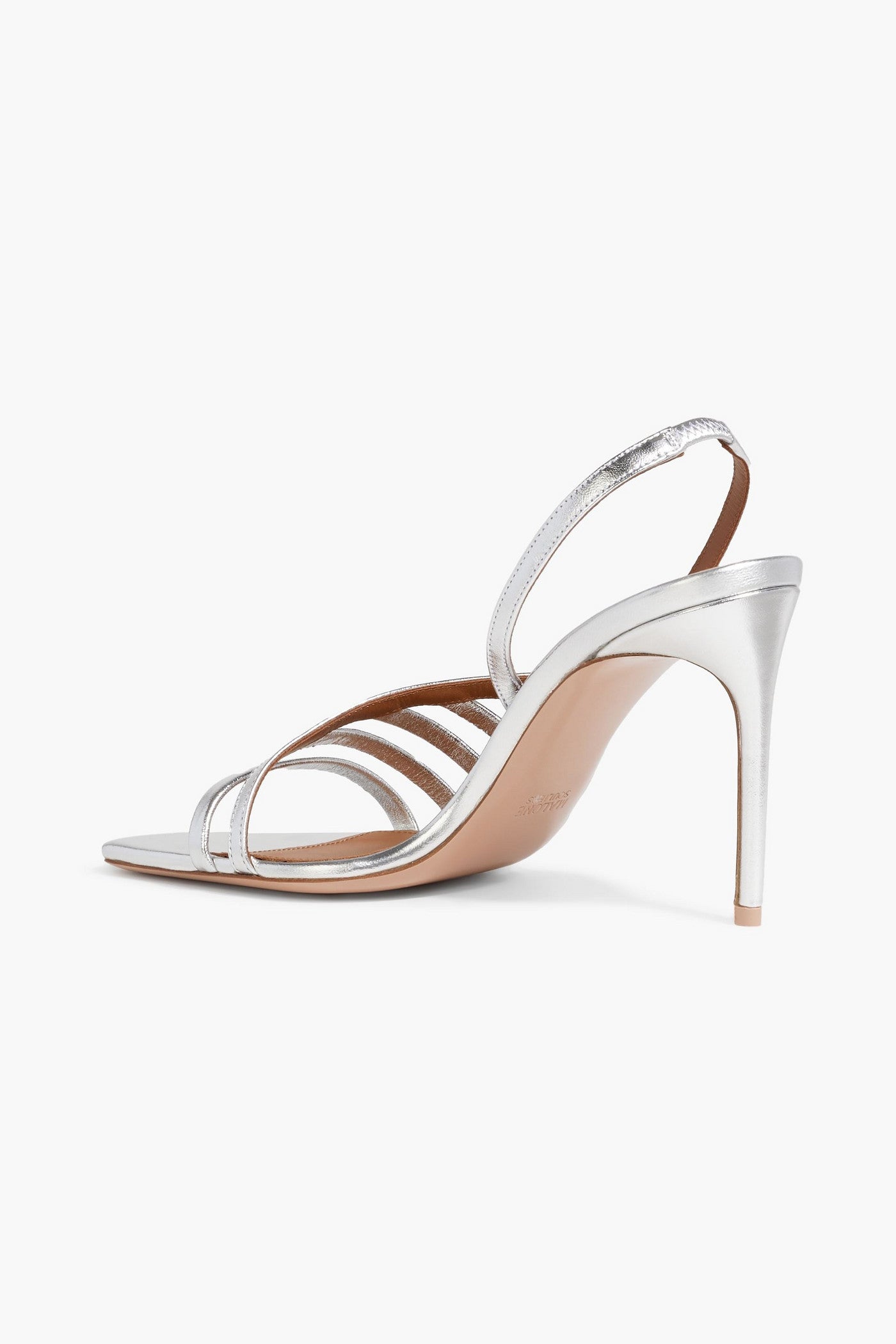Malone Souliers Ama 90 Metallic Leather Slingback Sandals Silver Women's