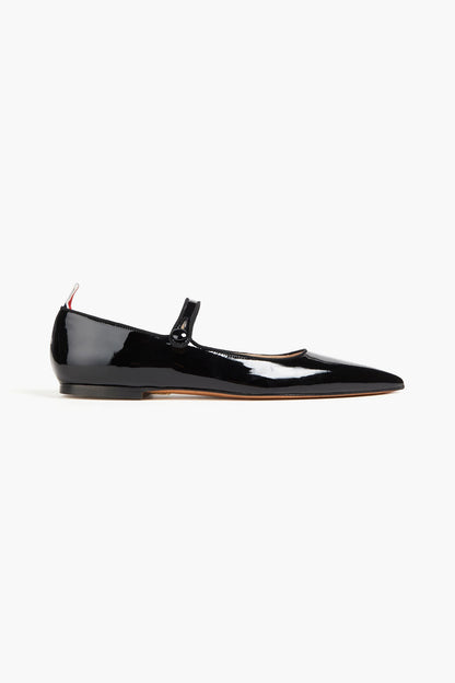Thom Browne Thom John Patent-Leather Point-Toe Flats Black Women's