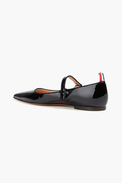 Thom Browne Thom John Patent-Leather Point-Toe Flats Black Women's