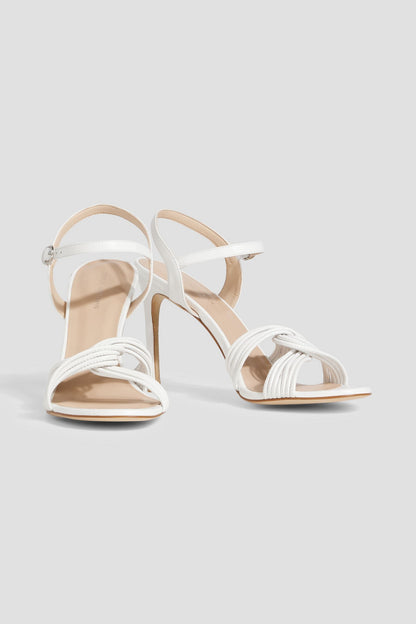Stuart Weitzman Twist 95 Leather Sandals White Women's