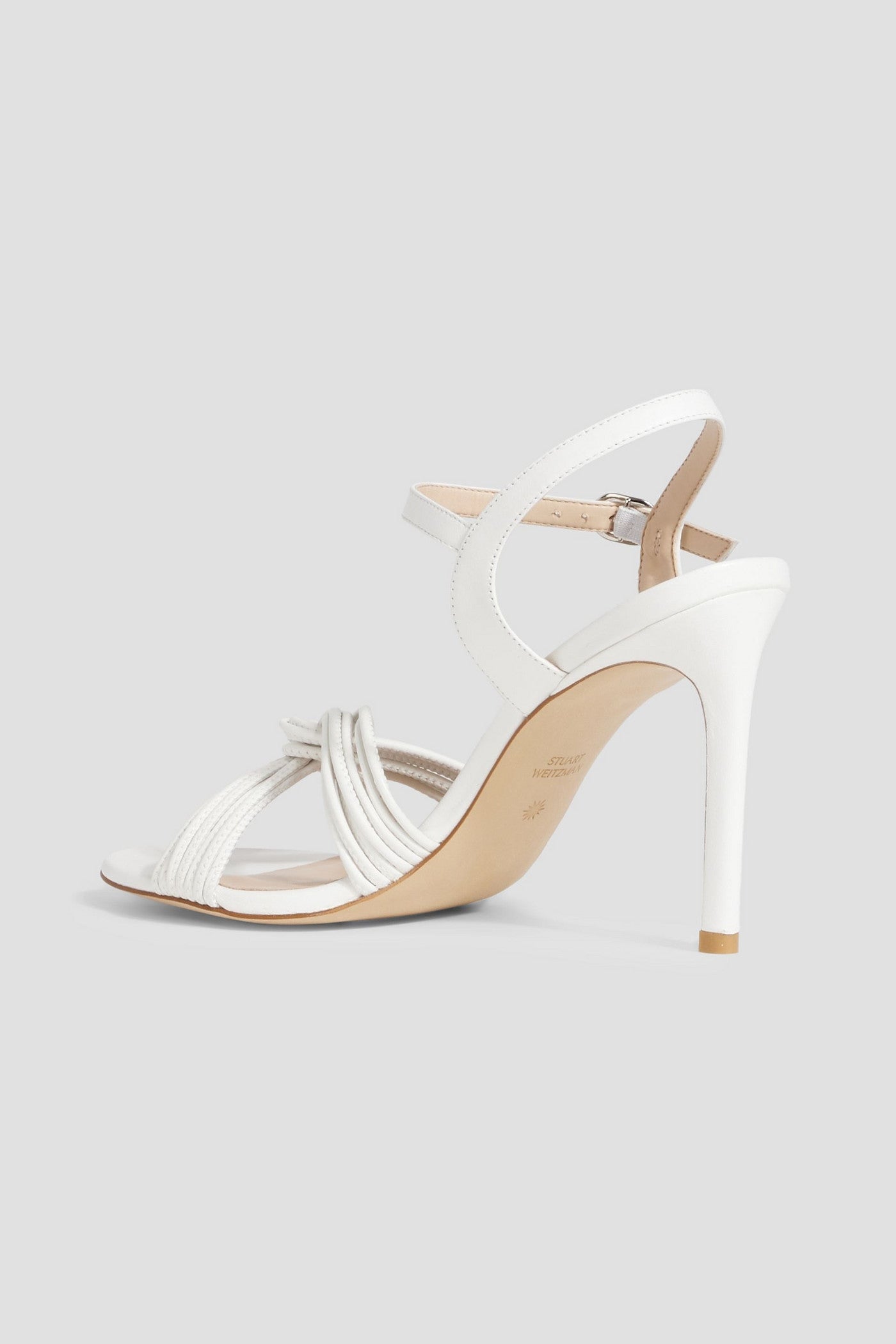 Stuart Weitzman Twist 95 Leather Sandals White Women's
