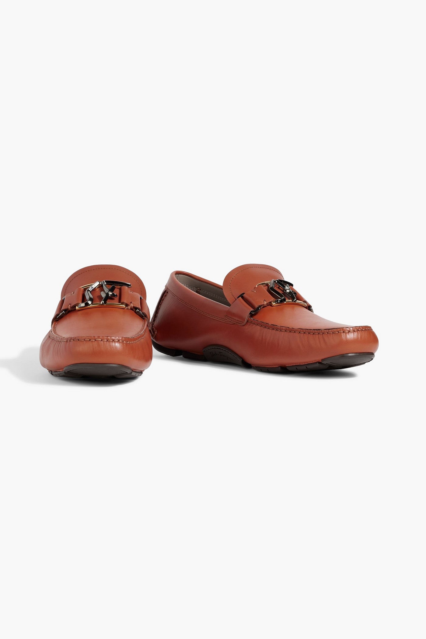Ferragamo Peter Leather Driving Shoes Tan