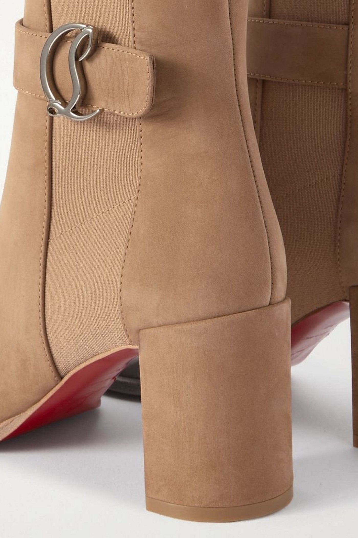 Christian Louboutin Cl 70 Logo-Embellished Buckled Nubuck Chelsea Boots Mushroom Women's