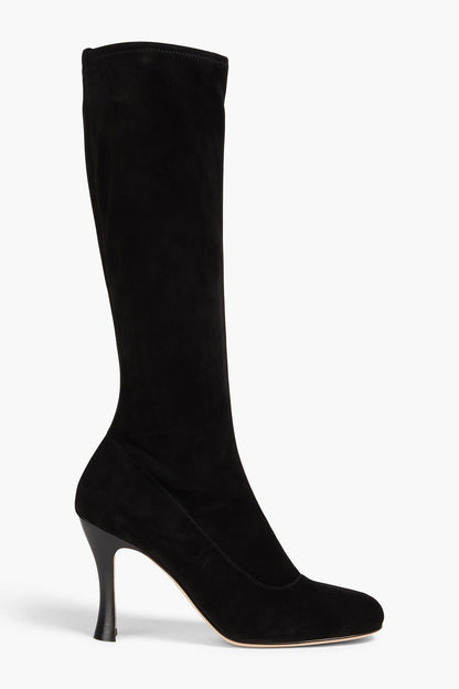 Sergio Rossi Royal Stretch-Suede Boots Black Women's