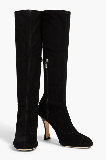 Sergio Rossi Royal Stretch-Suede Boots Black Women's