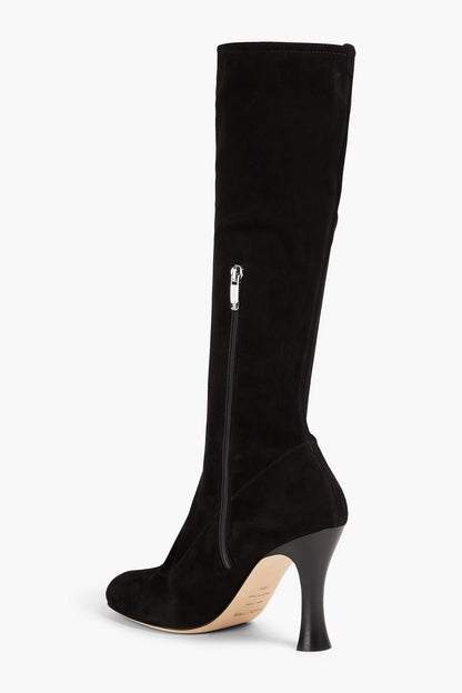 Sergio Rossi Royal Stretch-Suede Boots Black Women's