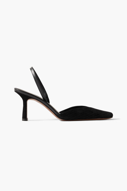 Neous Dilmun Leather-Trimmed Suede Slingback Pumps Black Women's