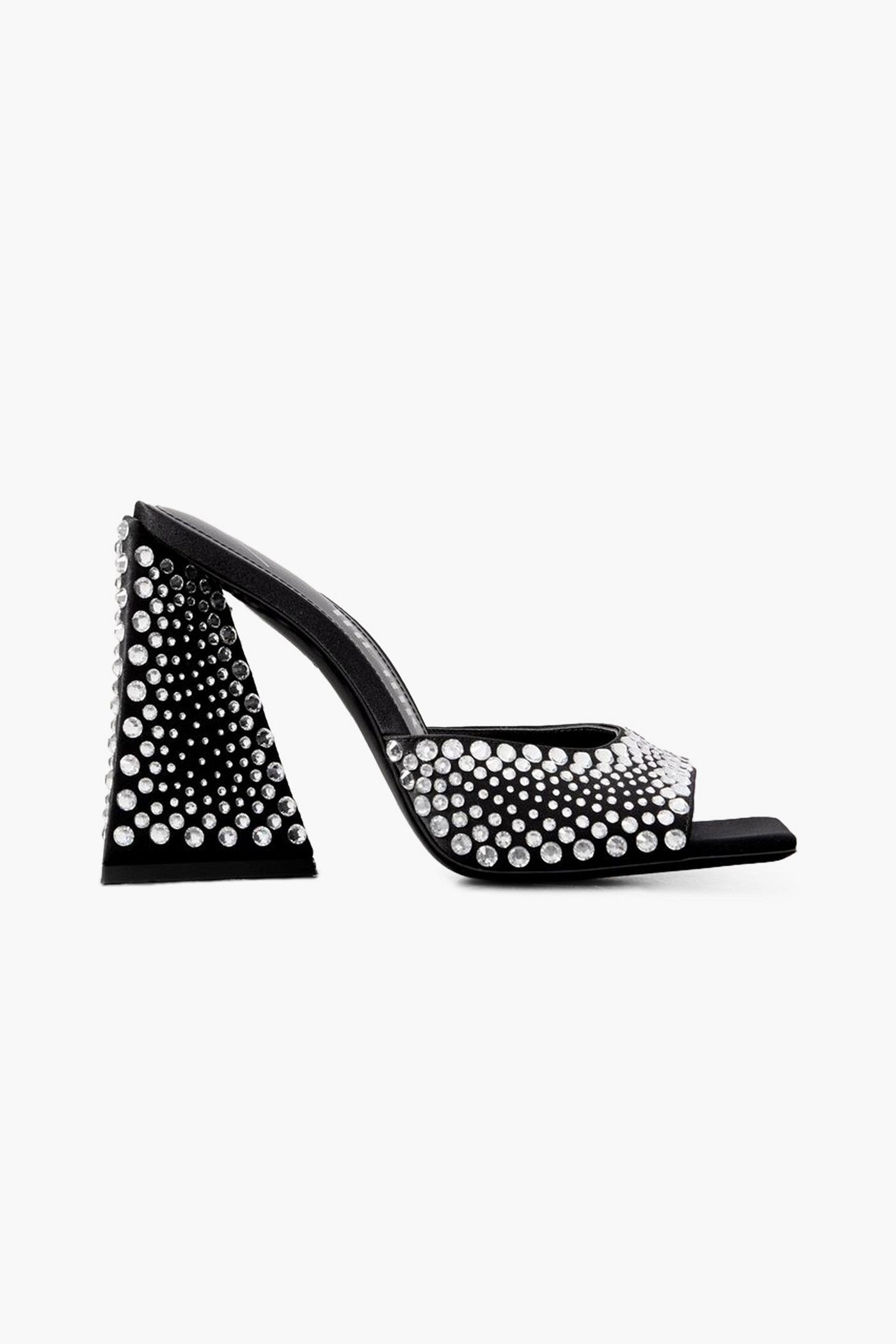 The Attico Devon Crystal-Embellished Satin Mules Black Women's
