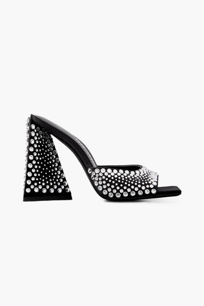 The Attico Devon Crystal-Embellished Satin Mules Black Women's