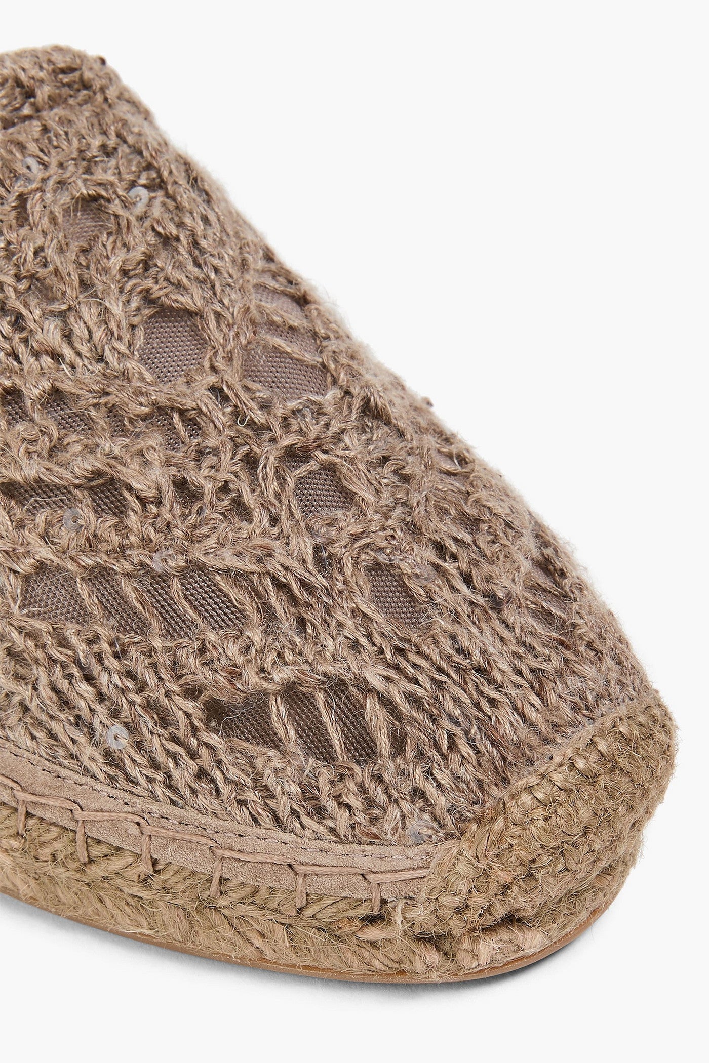 Brunello Cucinelli Suede-Trimmed Crochet And Tulle Espadrilles Taupe Women's