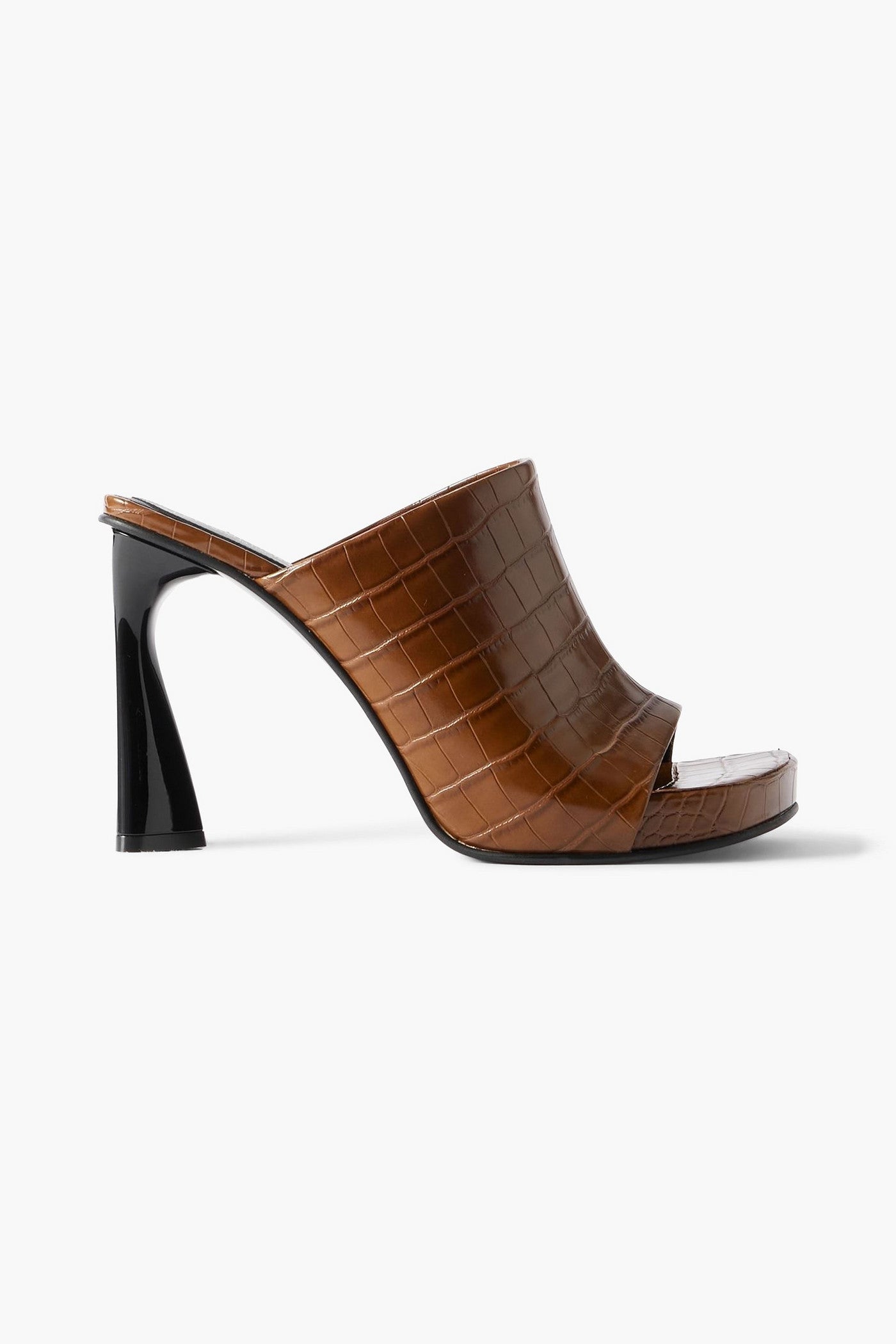 Stella Mccartney Elsa Glossed Croc-Effect Mules Brown Women's