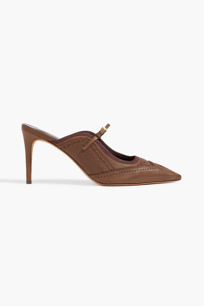 Alexandre Birman Millie 86 Perforated Leather Mules Brown Women's