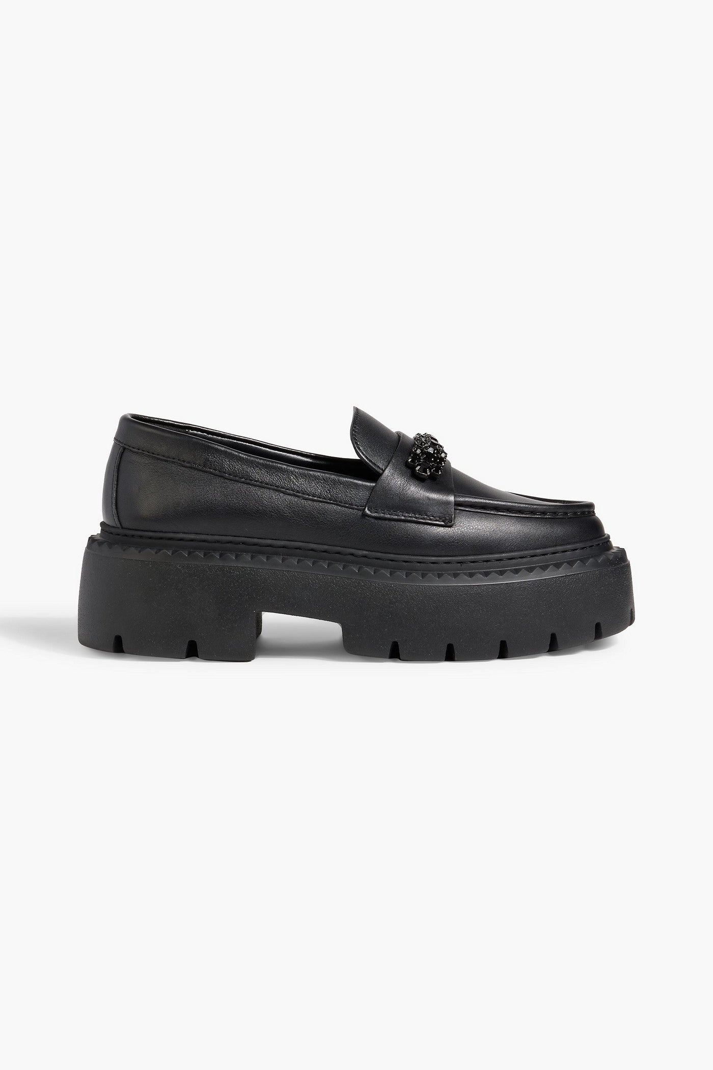 Jimmy Choo Bryer Crystal-Embellished Leather Loafers Black Women's