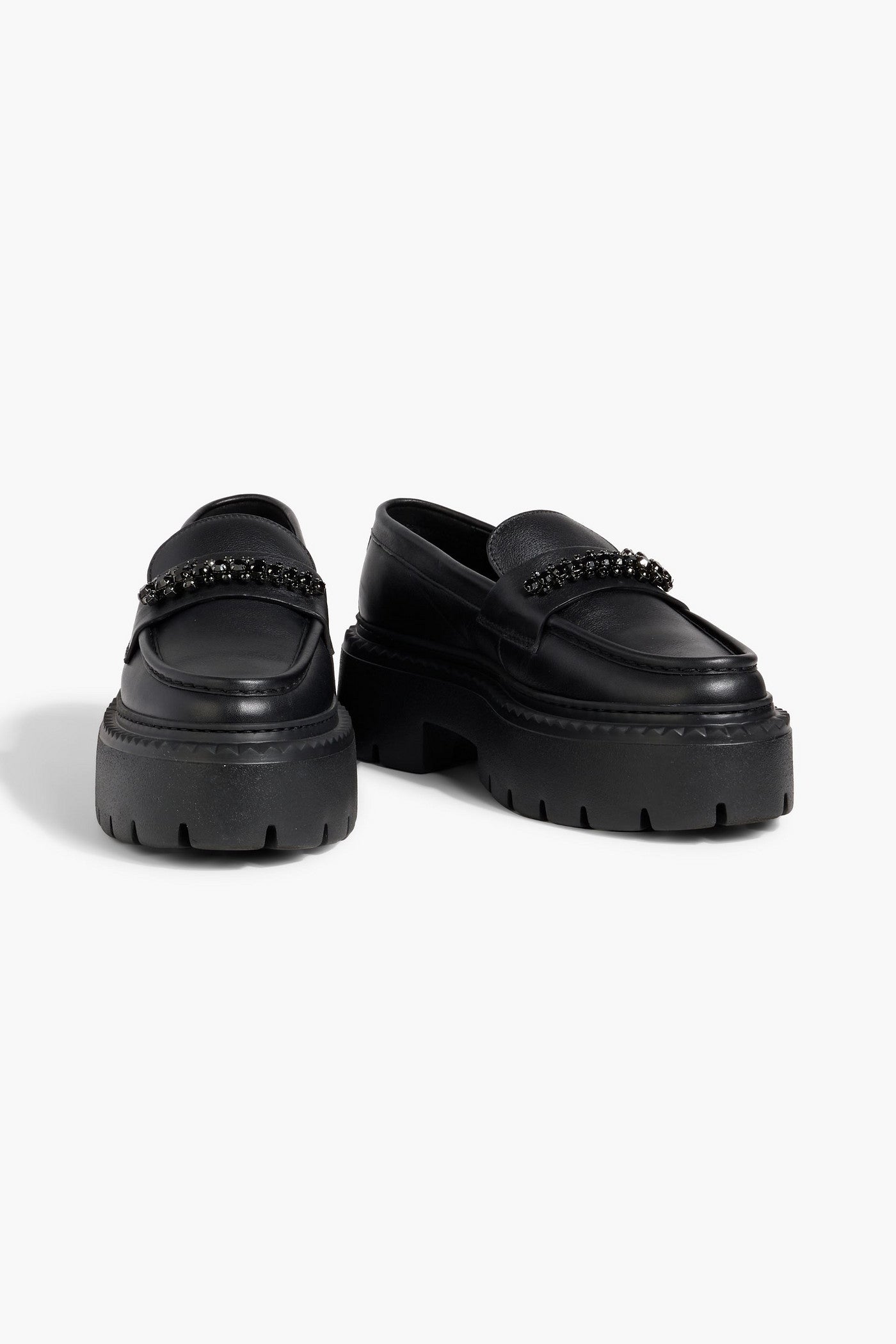 Jimmy Choo Bryer Crystal-Embellished Leather Loafers Black Women's