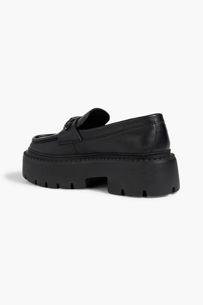 Jimmy Choo Bryer Crystal-Embellished Leather Loafers Black Women's