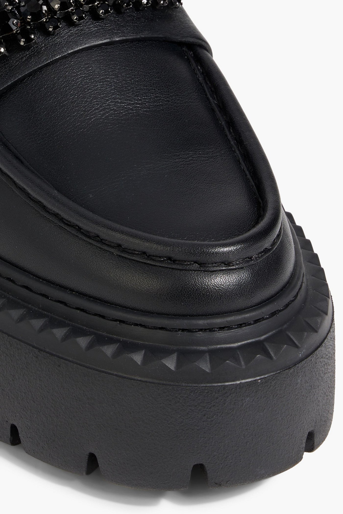 Jimmy Choo Bryer Crystal-Embellished Leather Loafers Black Women's
