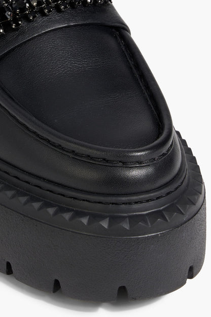 Jimmy Choo Bryer Crystal-Embellished Leather Loafers Black Women's