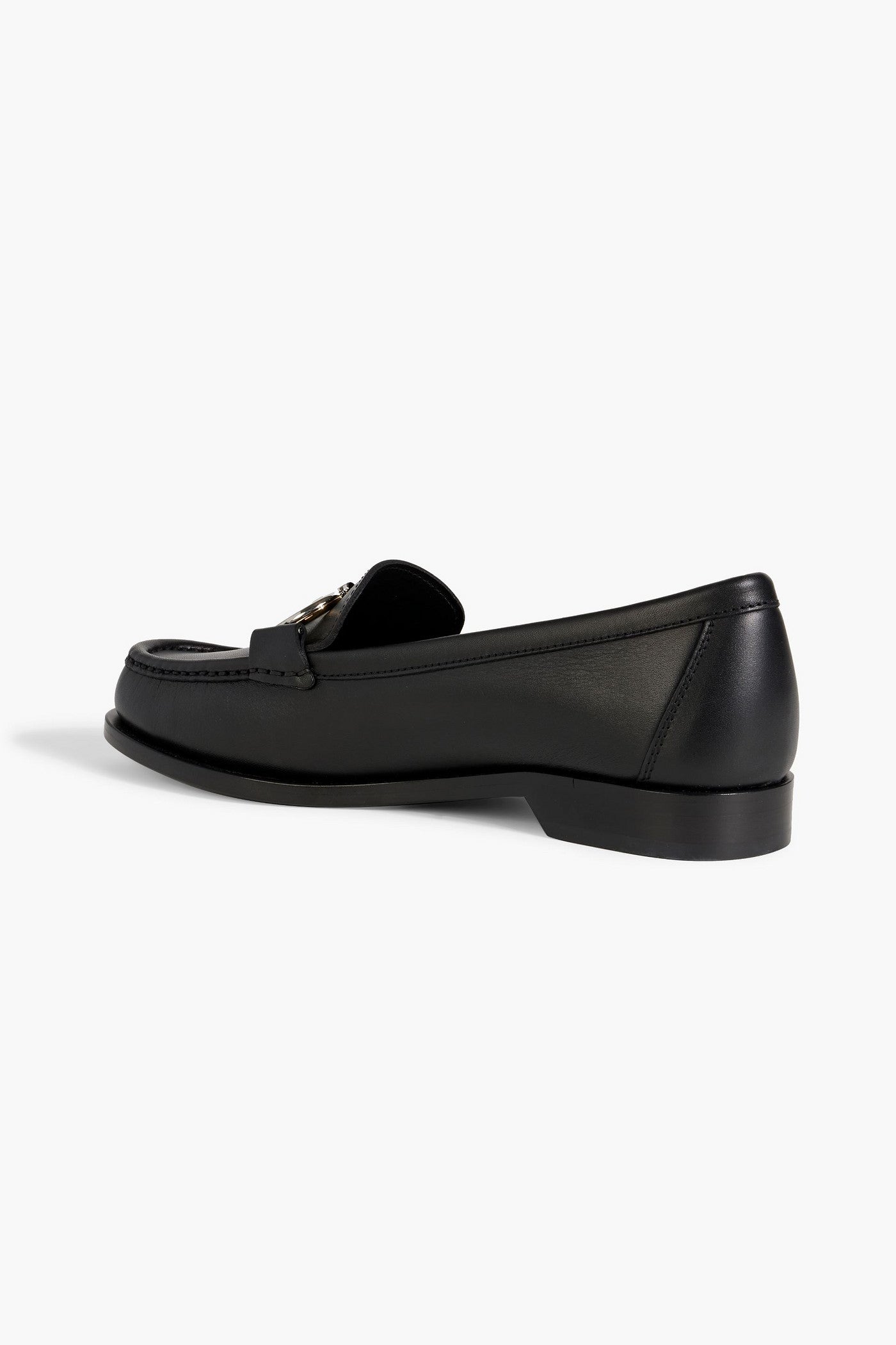 Ferragamo Rolo Embellished Leather Loafers Black Women's