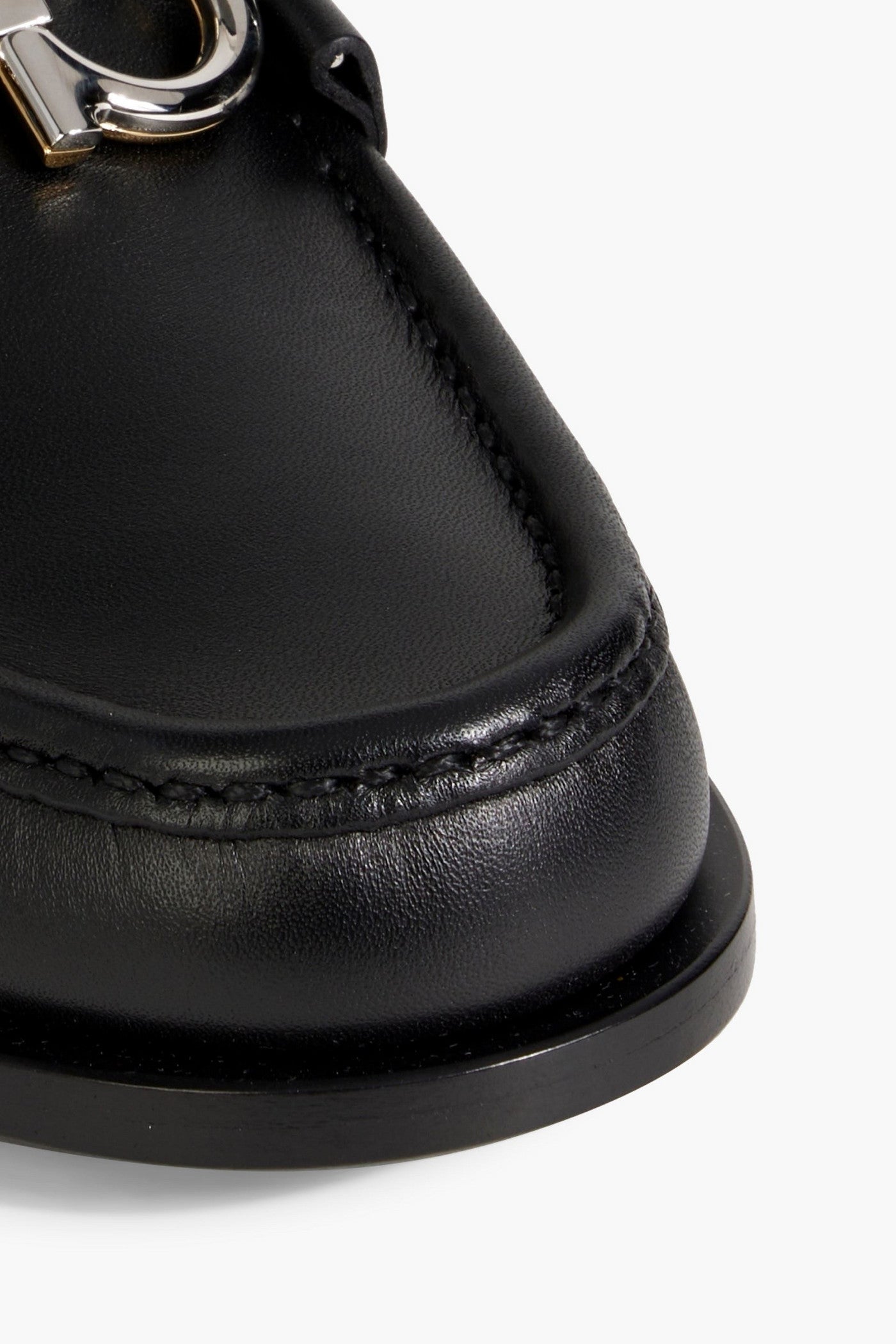 Ferragamo Rolo Embellished Leather Loafers Black Women's
