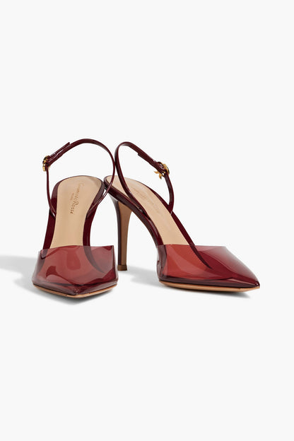 Gianvito Rossi Ribbon D'orsay 85 Patent-Leather And Pvc Slingback Pumps Claret Women's