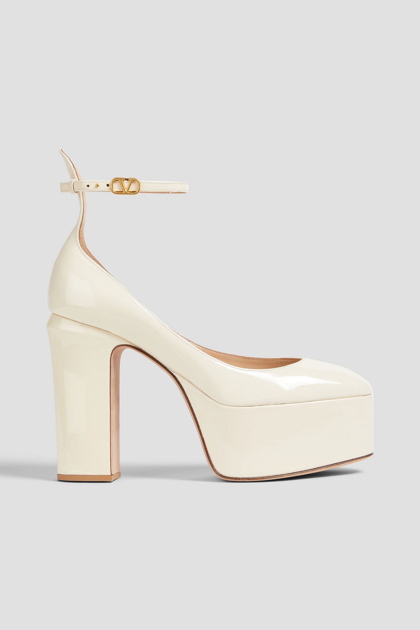 Valentino Garavani Tan-Go Patent-Leather Platform Pumps Ivory Women's