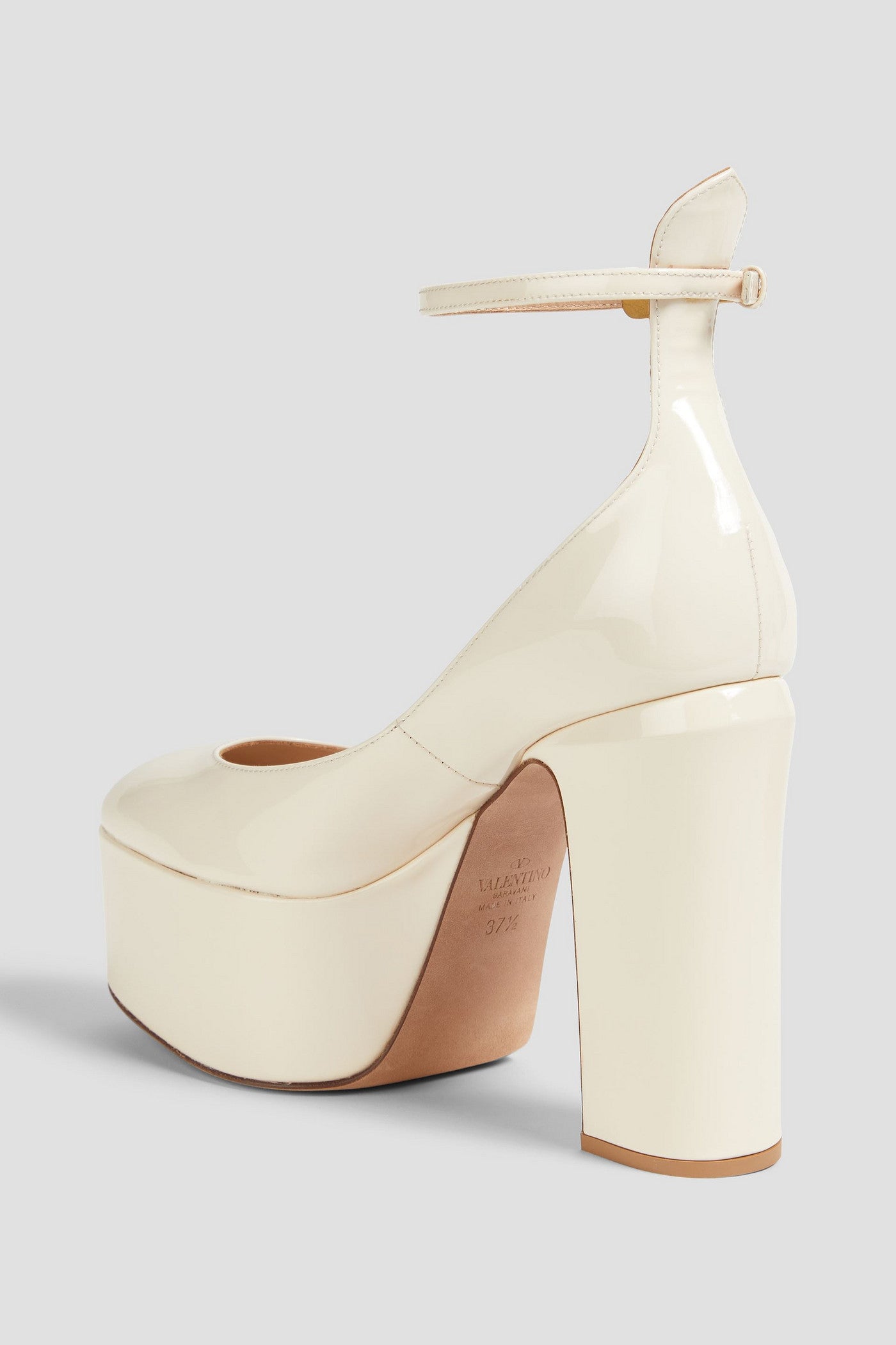 Valentino Garavani Tan-Go Patent-Leather Platform Pumps Ivory Women's