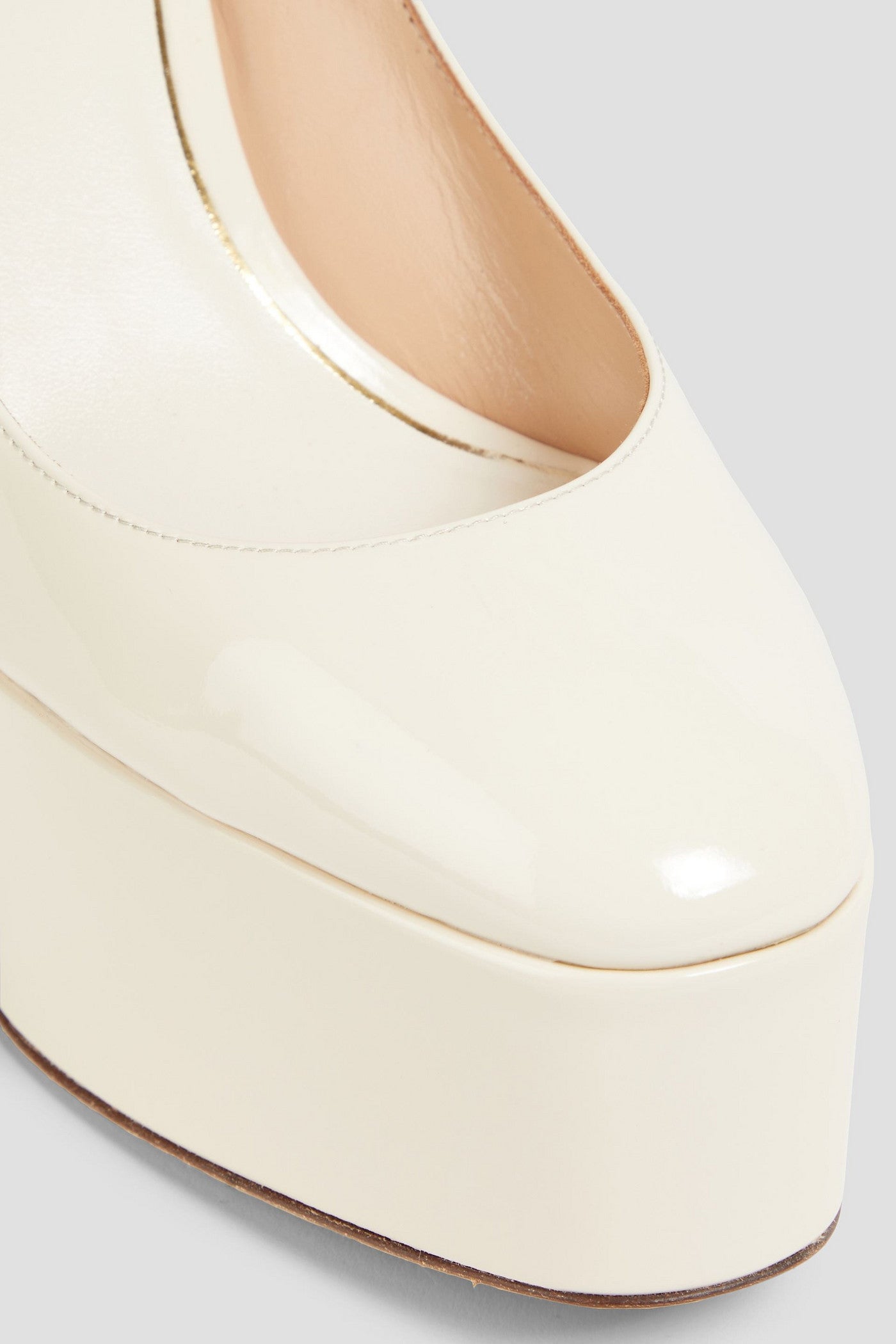 Valentino Garavani Tan-Go Patent-Leather Platform Pumps Ivory Women's
