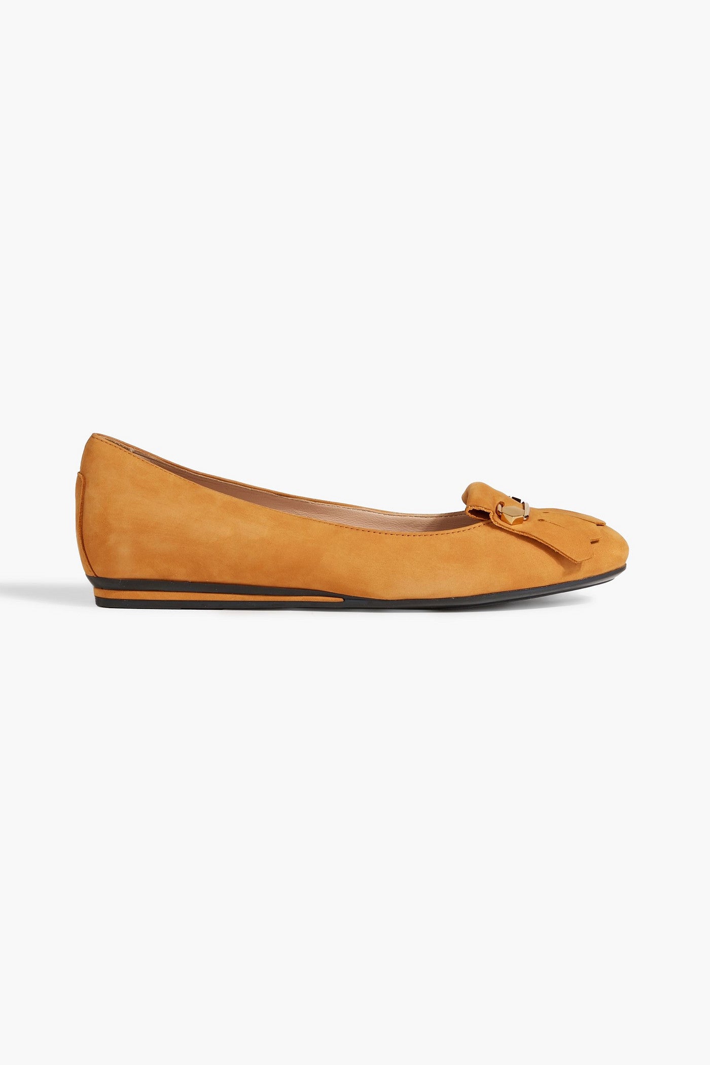 Tod's Fringed Suede Ballet Flats Camel Women's