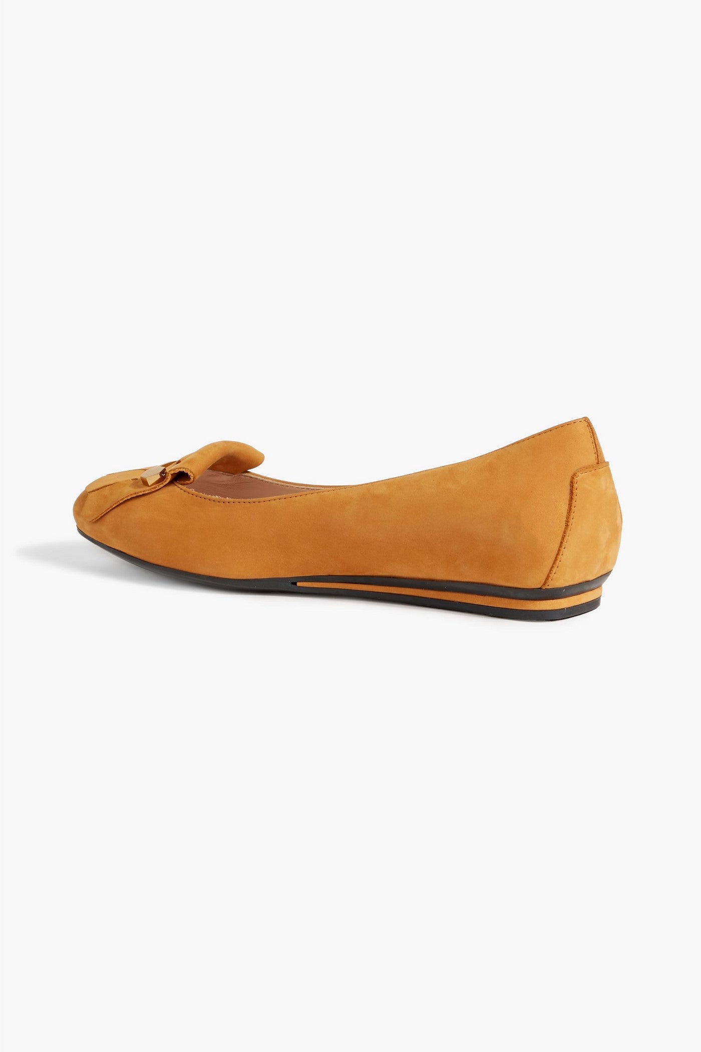 Tod's Fringed Suede Ballet Flats Camel Women's