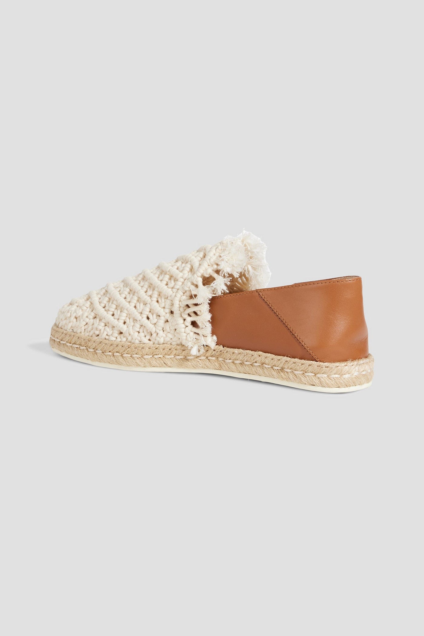 Tod's Crochet And Leather Collapsible-Heel Espadrilles Ecru Women's