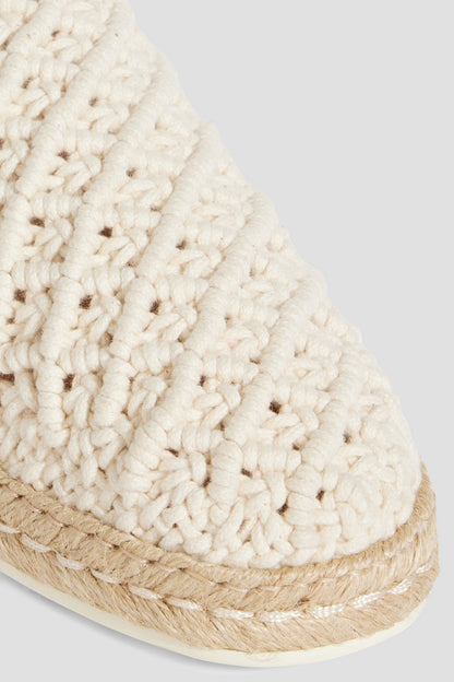 Tod's Crochet And Leather Collapsible-Heel Espadrilles Ecru Women's
