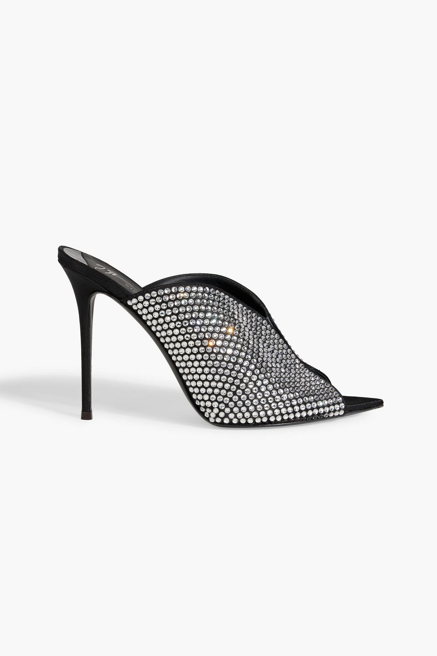 Giuseppe Zanotti Intriigo Sparkle Crystal-Embellished Satin Mules Black Women's