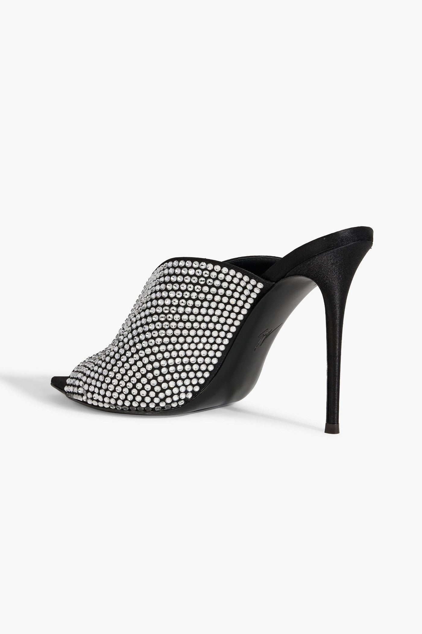 Giuseppe Zanotti Intriigo Sparkle Crystal-Embellished Satin Mules Black Women's