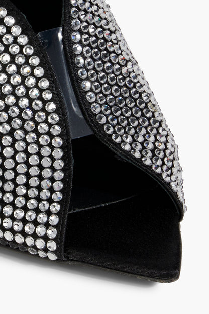 Giuseppe Zanotti Intriigo Sparkle Crystal-Embellished Satin Mules Black Women's