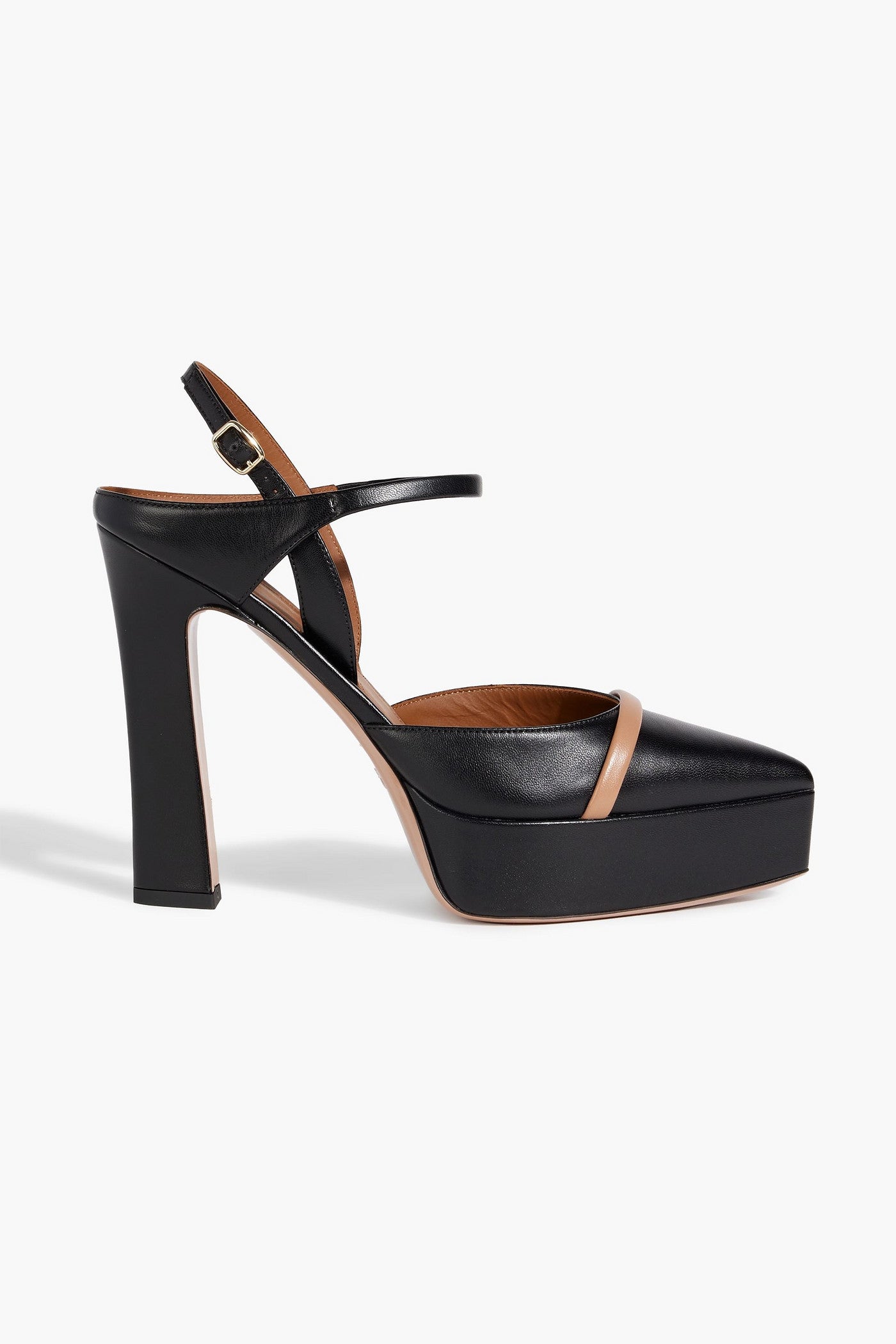 Malone Souliers Shay 125 Leather Platform Slingback Pumps Black Women's