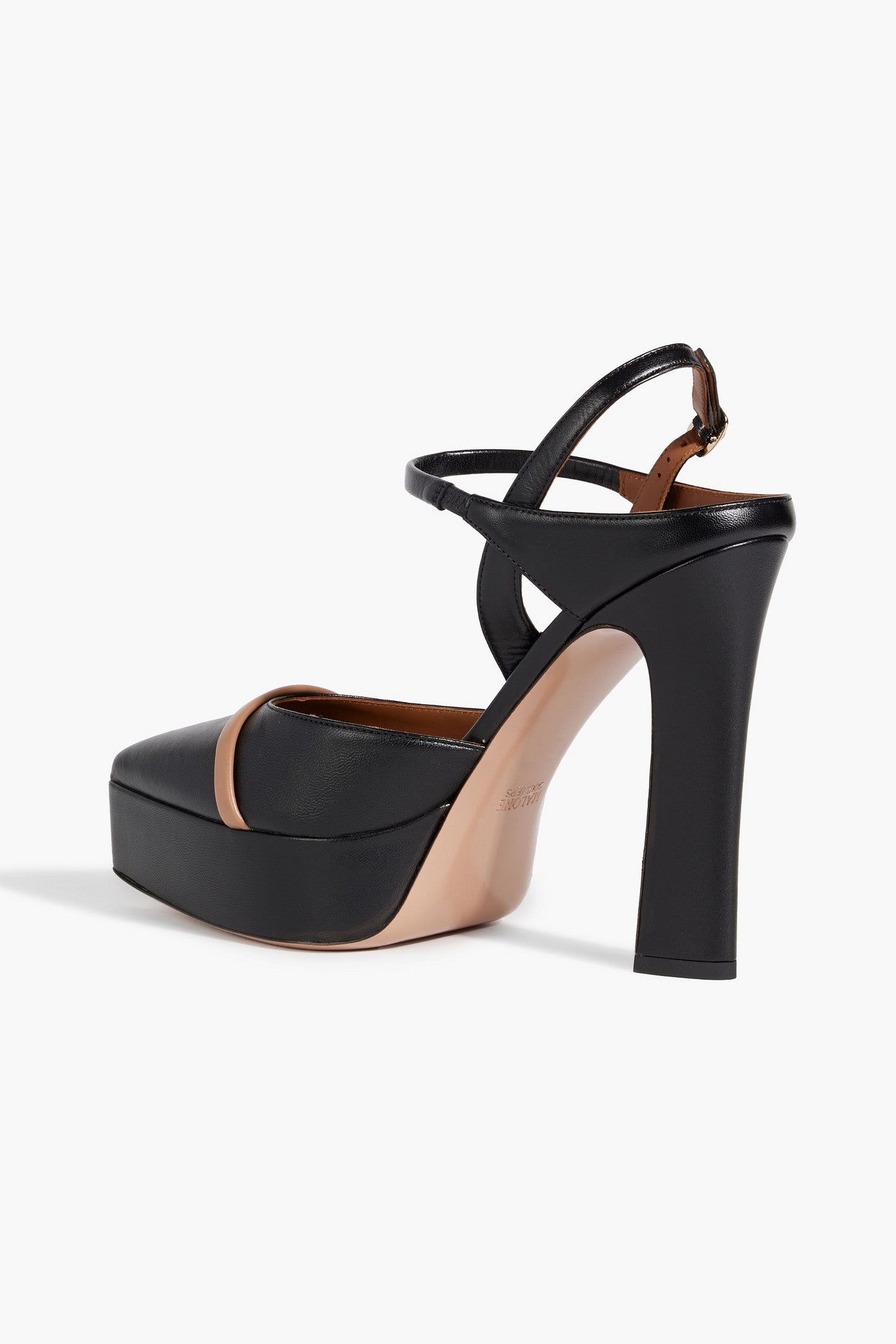 Malone Souliers Shay 125 Leather Platform Slingback Pumps Black Women's