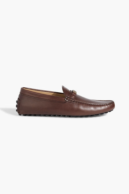 Tod's Embellished Leather Loafers Brown