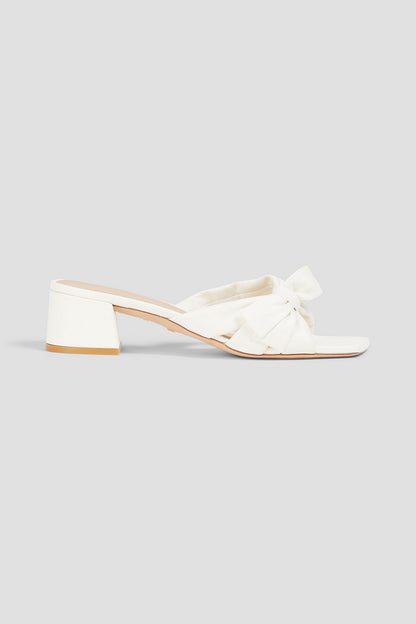Stuart Weitzman Sophia 45 Bow-Detailed Leather Mules Ivory Women's