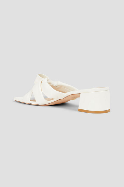 Stuart Weitzman Sophia 45 Bow-Detailed Leather Mules Ivory Women's
