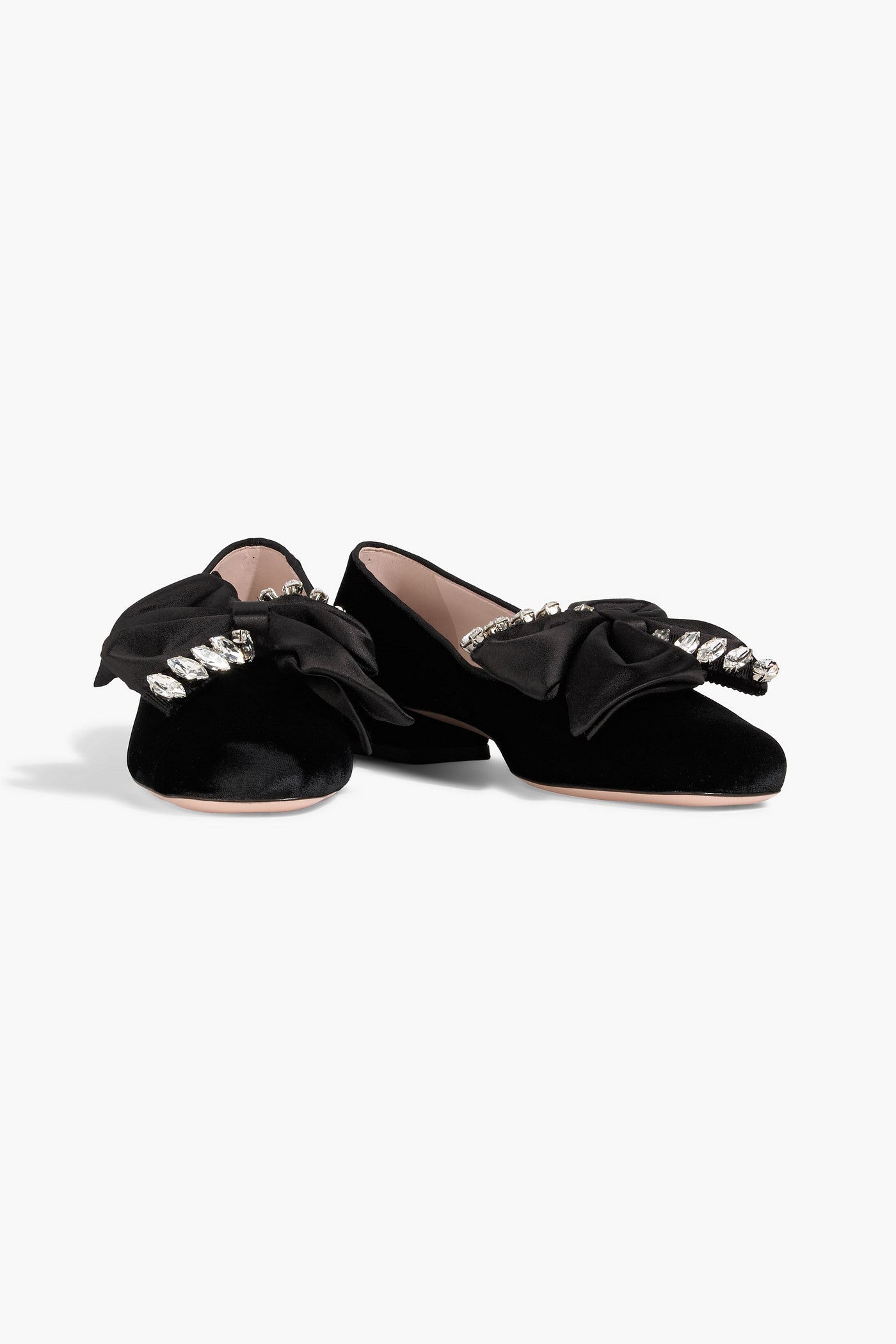 Roger Vivier Bow Strass Embellished Velvet Pumps Black Women's