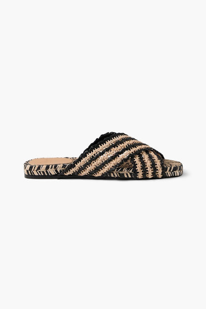 Castaer Pat Two-Tone Raffia Slides Neutral Women's