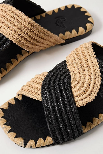 Castaer Prado Raffia Slides Sand Women's